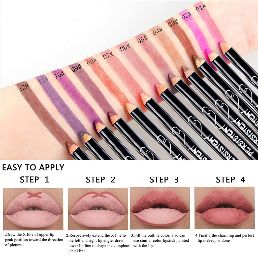 12pcs Long Lasting Lip Liner Pencil