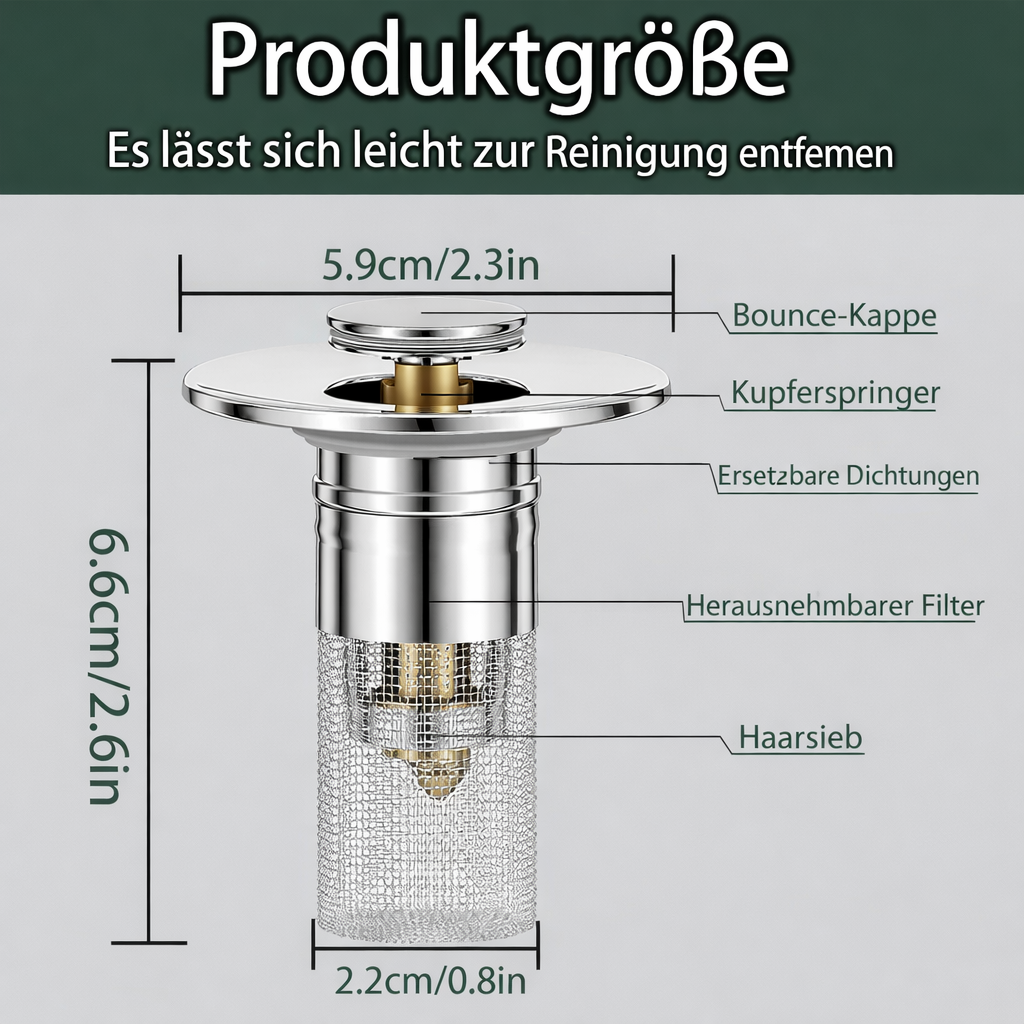 Sink Drain Plug | Stainless Steel Clog-Resistant Filter | FilterPro