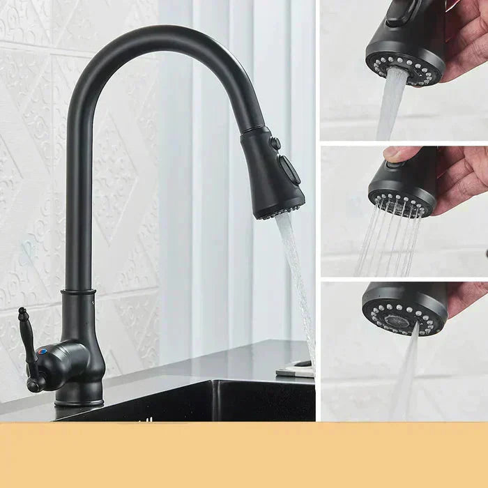 Vintage Brass Kitchen Faucet | Rotating Spout | Single Lever Control | BrassArc